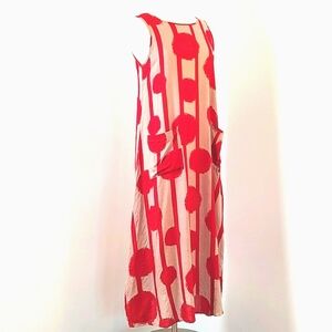 Emery Rose Womens Sleeveless Red & Tan Light Weight Artsy Maxi Dress/Size M